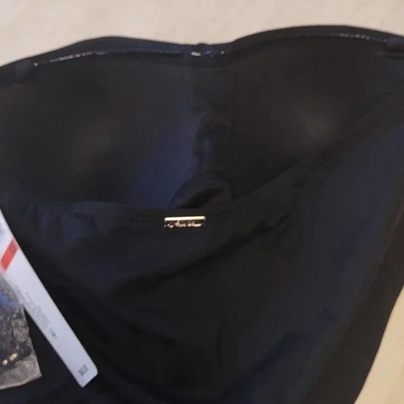 Anne Cole Twist Front Bandeau Tankini Swim Top XS Black - Picture 7 of 10